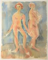 Mez, Alfred (1887-1955), német-svájci művész, 3 db mű: Női aktok. Akvarell, papír, egyik jelzett. Pa...