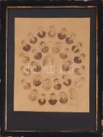 1889 A Nagyváradi Főgimnázium érettségi tablófotója Fekete Sándor műterméből, üvegezett keretben, 26...