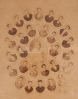1889 A Nagyváradi Főgimnázium érettségi tablófotója Fekete Sándor műterméből, üvegezett keretben, 26...