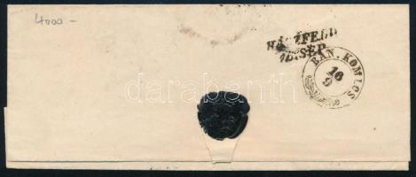 ~1856 9kr HP IIc. levélen "PESTH" - "BÁN.KOMLOS" - "HACZFELD"