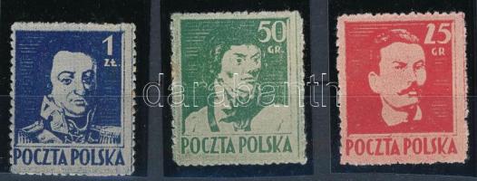 1944 Lengyel szabadságharcosok sor gumi nélkül, ahogy kiadták Mi 380C-382C (Mi EUR 220.-)