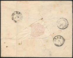 1854 9kr MP IIIa. pár karton papíron, levélen "KLAUSENBURG" - "ARAD" - "BUT...