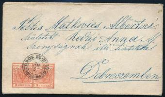 ~1852 2 x 3kr HP Ia. liliputi vágással levélen "TÖRÖK SZ.MIKLÓS" - Debrecen