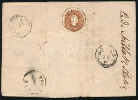 1861 1858 15kr + 1861 10kr ritka vegyes bérmentesítés ajánlott levélen (50.000) "HOLITSCH"...