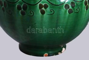 Erdélyi korsó, mázas cserép, kézzel festett, kis hibával 18 cm