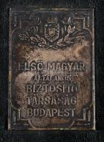 Első Magyar Biztosító Társaság fém plakettel díszített, bőr tárca 16x24 cm