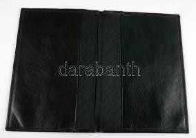 Első Magyar Biztosító Társaság fém plakettel díszített, bőr tárca 16x24 cm