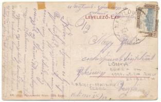 1921 Lónya, Nagylónya; Református iskola és templom (ragasztónyom / glue marks)