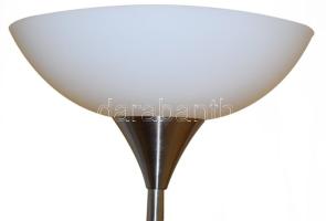 Fém állólámpa, műanyag és üveg búrákkal, m: 176 cm, felső rögzítőtekerője hiányzik. /// KIZÁRÓLAG SZ...