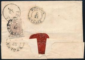 ~1856 6kr MP + 9kr MP ajánlott levélen "MISKOLCZ" - "ZSOLNA"