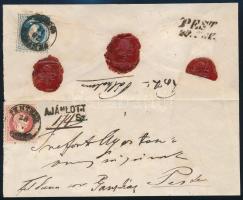 ~1867 5kr + 10kr ajánlott levélen, Trefort Ágostonnak címezve "PENTELE" (Gudlin 200 pont)