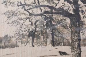 Fényes jelzéssel: Téli táj. Akvarell, papír, jelzett, alul vízfoltos, üvegezett keretben 25x35 cm