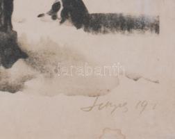 Fényes jelzéssel: Téli táj. Akvarell, papír, jelzett, alul vízfoltos, üvegezett keretben 25x35 cm