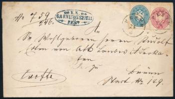 ~1864 1863 10kr + 1864 5kr vegyes bérmentesítés ajánlott levélen "PESTH" - Brünn