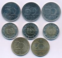 2003-2025. 20Ft-100Ft (8db, 7xklf) forgalmi emlékpénzek, közte 2003. 20Ft "Deák" + 2022. 1...