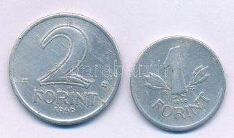 1946. 1Ft Al "Kossuth-címer" + 1946. 2Ft Al "Kossuth-címer" T:VF,F anyaghiba Adamo F6, F7