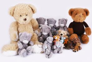 156 darabos játék mackó gyűjtemény, az egész kicsiktől a kb 45 cm-es méretig majdnem mind különböző ...