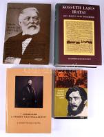 Vegyes Kossuth Lajossal kapcsolatos könyvtétel, 3 db:  Kossuth Lajos iratai 1837. május - 1840. december. Hűtlenségi per, fogság, útkeresés. Sajtó alá rendezte: Pajkossy Gábor. Kossuth Lajos összes munkái VII. Bp., 1989, Akadémiai Kiadó. Kiadói egészvászon-kötés, kiadói papír védőborítóban.  "Leborulok a nemzet nagysága előtt". A Kossuth-hagyaték. Bp., 1994. Kiadói kartonált kötés, jó állapotban.;  Kossuth Lajos: Uram barátom képviselő úr! (Levél Csanády Sándorhoz). Bemutatja: Rigó László. Kézirattár. Bp., 1978, Magyar Helikon. Hasonmás-melléklettel. Kiadói papírkötés.;  Fekete Sándor: Kossuth Lajos. Bp., 1970, Móra. Kiadói kartonált papírkötés, iskolai ajándékozási bejegyzéssel.