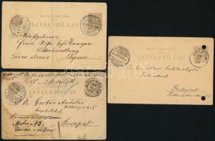 1896-1897 3 db futott millenniumi díjjegyes levelezőlap (vegyes minőség / mixed quality)
