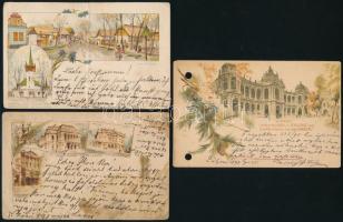 1896-1897 3 db futott millenniumi díjjegyes levelezőlap (vegyes minőség / mixed quality)