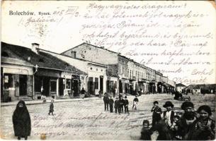 1915 Bolekhiv, Bolechów; Rynek. Filip Prager / market square, street, shops (EM)