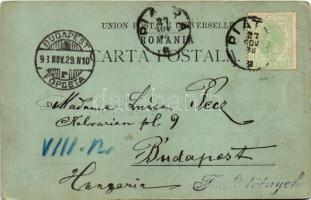 1898 Braila, Strada Regala, Portul / street view, shops, port. Edit. H. Wichmann Art Nouveau, floral...