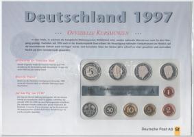 Németország 1997A 1pf-5M "Deutsche Post" hivatalos forgalmi sor, bélyegekkel, karton díszt...