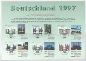 Németország 1997A 1pf-5M "Deutsche Post" hivatalos forgalmi sor, bélyegekkel, karton díszt...