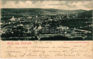 1900 Medgyes, Mediasch, Medias; látkép. Fritz Guggenberger kiadása / general view (vágott / cut)