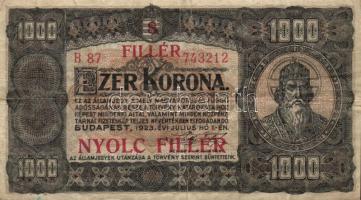 1925 1000K felülnyomva 8 fillér T:III