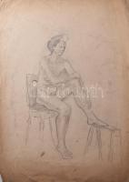 D. Borbély Gizella (1920-1994): 3 db női akt tanulmány. Ceruza, szén, papír. Egyik jelzett. Lapszéli...