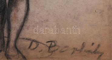 D. Borbély Gizella (1920-1994): 3 db női akt tanulmány. Ceruza, szén, papír. Egyik jelzett. Lapszéli...