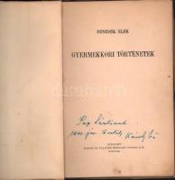 Benedek Elek: Gyermekkori történetek. 1. kiadás. Bp., Singer és Wolfner. Kiadói papírkötés, kissé ko...