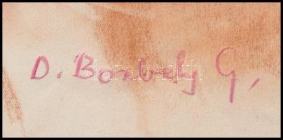 D. Borbély Gizella (1920-1994): 2 db női portré. Vöröskréta, szén, papír. Jelzett. 31x24,5 cm