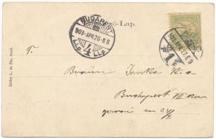 1903 Arad, Színház, bazár, üzletek, temetkezési intézet. Réthy L. és Fia kiadása, szecessziós-virágo...