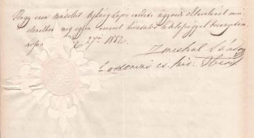 1852 Losonc, Ujházy Lajos ügyvédi oklevelének hiteles másolata, két beírt oldal, Zmeskal Sándor loso...