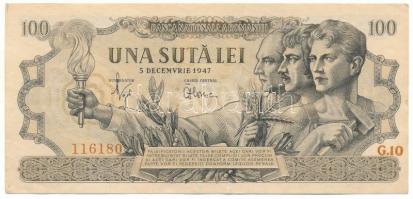 Románia 1947. december 5. 100L "G.10 116180" T:F szép papír Romania 12.05.1947. 100 Lei "G.10 116180" C:F fine paper Krause 67.