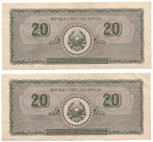 Románia 1950. 20L (2x) sorszámkövetők "G/2 0337250 - G/2 0337251" T:VF,F szép papír
Roman...