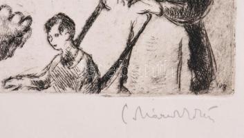 Pohárnok Zoltán (1905-1976): Erzsébet tér, Budapest. Rézkarc, papír, jelzett, I. próbanyomat, 29,5x2...