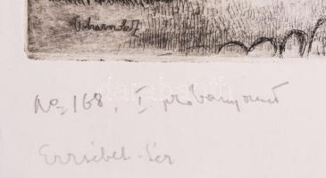 Pohárnok Zoltán (1905-1976): Erzsébet tér, Budapest. Rézkarc, papír, jelzett, I. próbanyomat, 29,5x2...