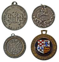 Vegyes 4db-os emlékérem tétel, közte: "Mária Szent Háza" Ag vallási kétoldalas emlékérem, átfúrva (30mm) + "ULLR / A Téli Sportolók Védőszentje" kétoldalas zománcozott emlékérem (34mm) T:vegyes