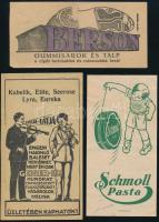 3 db számolócédula: Schmoll paszta, Berson cipősarok, Geiger-féle húrok, hangszerek