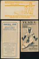 3 db hódmezővásárhelyi számolócédula: Turul Cipőgyár R.T., Skoumal Jenő gyógyszerész ,,Zrínyi" gyógyszertára, Hardtmuth (hátoldalukon kézzel írt nyugtával)