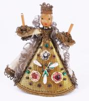 Antik karácsonyfa dísz, cca 20. sz. eleje, kis sérüléssel, m:12 cm