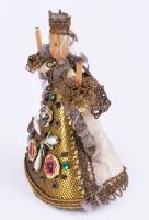 Antik karácsonyfa dísz, cca 20. sz. eleje, kis sérüléssel, m:12 cm