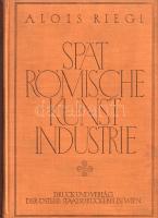 Riegl, Alois: Spätrömische Kunstindustrie. [Bécs] Wien, (1927). Druck und Verlag der Österreichische Staatsdruckerei. XVIII + [2] + 420 + [4] p + XXIII t. (ebből 2 színes). Alois Riegl (1858-1905) osztrák művészettörténész monográfiája a késő római kor építészetéről, szobrászatáról, festészetéről és iparművészetéről. A gazdagon illusztrált munka bemutatja azt a látványos változást, ahogyan az érett Róma plasztikus és részletgazdag építészete és képzőművészete a kereszténység terjedésével, illetve a népvándorlás megindulásával egyre absztraktabbá, egyéniséget, individualitást hordozó kifejezőereje pedig más jellegűvé, közösségibb szelleművé válik. A munka második fele népvándorlás-kori leletanyagra támaszkodik. A mű első kiadása 1901-ben jelent meg, példányunk a második kiadásból való. Az első előzéken Ex libris. Illusztrált kiadói egészvászon kötésben. Jó példány.