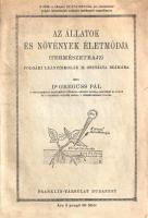 Greguss Pál: Az állatok és növények életmódja. Természetrajz. Polgári leányiskolák II. osztálya számára. Budapest, [1929] Franklin-Társulat (ny.) 125 + [3] p. Greguss Pál (1889-1984) botanikus, természettan-vegytan-torna szakos gimnáziumi tanár, szakíró középiskolai biológiai tankönyve a polgári leányiskolák tanulóinak szánt biológiai ismereteket közli, kiemelt figyelemmel a konyhakerti haszonnövények és kártevők ismertetésére, növénygondozási ismeretekre. A munka első kiadása 1926 körül jelent meg, példányunk a néhány évvel későbbi újra nyomásból való. Tankönyvünket egészen az 1940-es évek végéig kiadták, 1945 után azonban szövegét átdolgozták (a megcsonkított hazára való utalások cenzori törlés alá kerültek). Oldalszámozáson belül Csapody Vera, Bús András, Szabó Gyula, Tibai Takács János és a szerző rajzaival. Példányunk néhány ábrája kézzel színezve. Fűzve, illusztrált, enyhén sérült, kissé foltos kiadói borítóban.