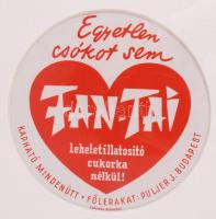1935 "Egyetlen csókot sem Fan-Tai leheletillatosító cukorka nélkül!" reklámcímke dekoratív...