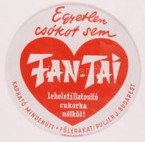 1935 "Egyetlen csókot sem Fan-Tai leheletillatosító cukorka nélkül!" reklámcímke dekoratív...