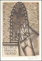 Feszt László, ifj. (1957- ): Ex libris Krajcsi Tiborné, Arany János: Mátyás anyja (1854), 1993. Rézk...